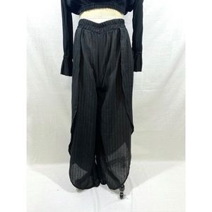 Black tulip sheer embroidered beach pants